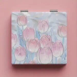 Pink Tulips against Lt Blue Background Double Mirrors -  NEW